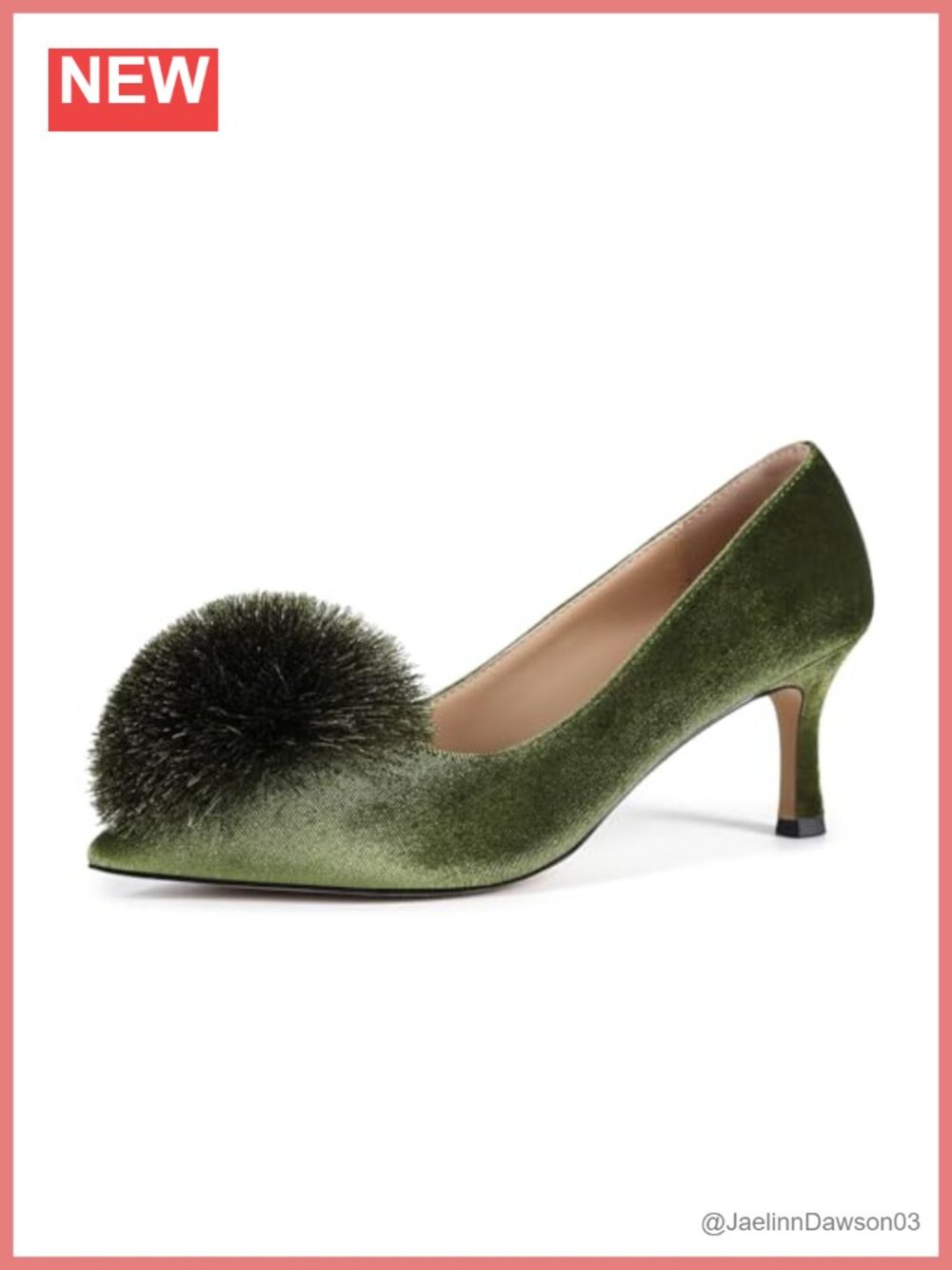 Women's Suede Pointed Toe Stiletto Pumps with Fluffy Pom Poms Heels 2.76in